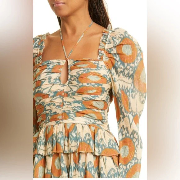 ULLA JOHNSON Naiya Dress Metallic Ruffle Mini Size 6 - Picture 15 of 16